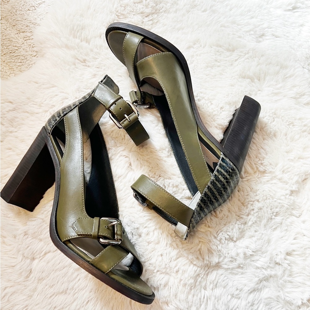 10 Crosby Derek Lam Green Leather  Heels Size 8.5